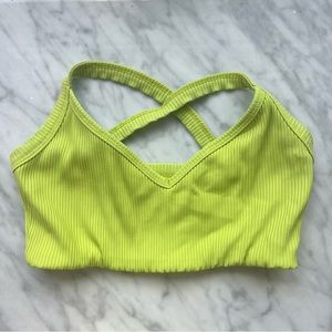 Year of Ours Ribbed Sports Bra Lime Green